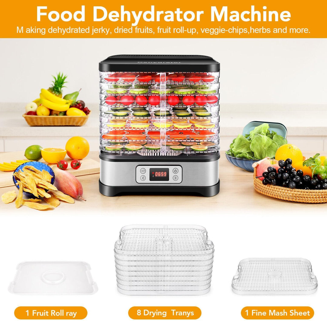Nictemaw 400W Dörrautomat, Dörrgerät für Lebensmittel mit 8 Dörrebenen,Trockner für Fleisch, Obst& G