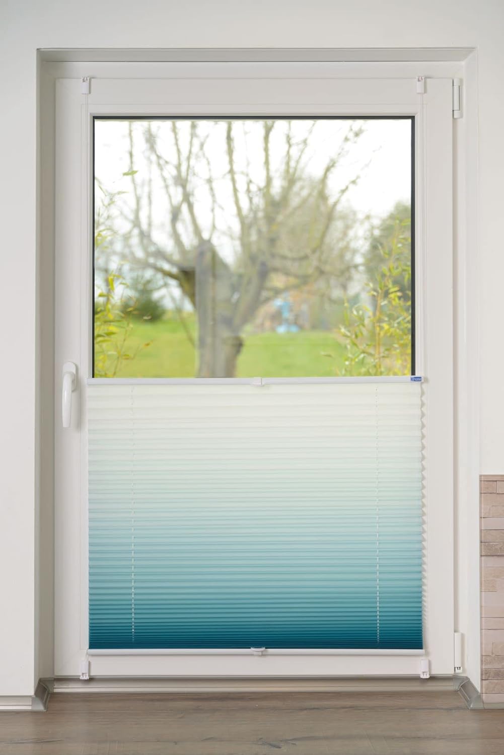 K-home Klemmfix-Plissee Farbverlauf, Polyester, Petrol, 35 x 130 cm 35 x 130 cm Petrol, 35 x 130 cm