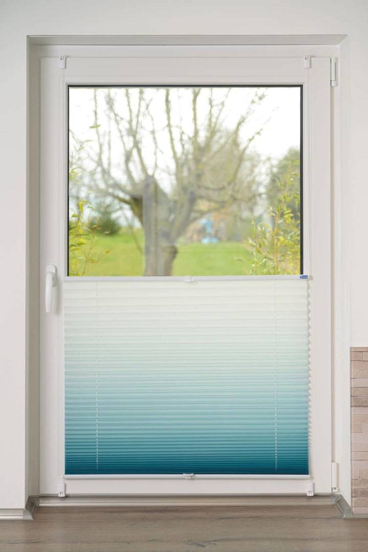 K-home Klemmfix-Plissee Farbverlauf, Polyester, Petrol, 70 x 130 cm 70 x 130 cm Petrol, 70 x 130 cm