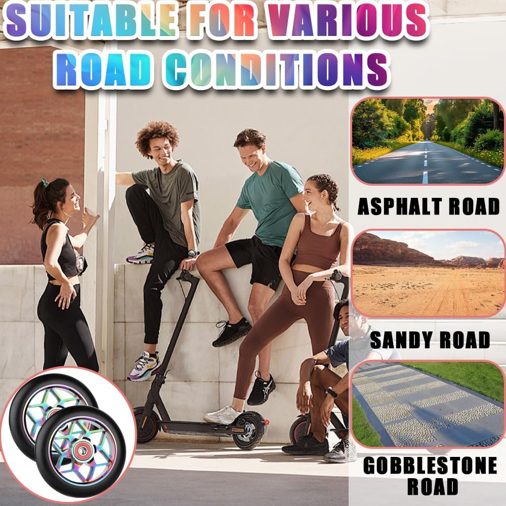Stunt Scooter Rollen, 2 Stück Ersatzräder für Scooter, 110mm Stunt ScooterReifen mit ABEC, Aluminium