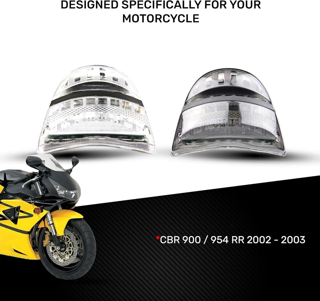 avdb-moto LED-Bremslicht mit integriertem Blinker kompatibel mit Honda Cbr 954, 900 RR 2002/2003 (kl