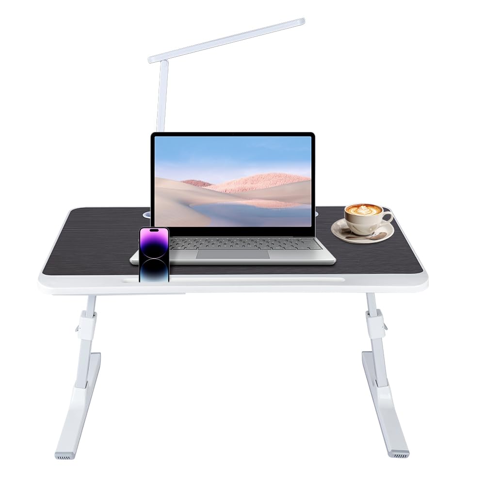 OHMG Lap Desks Computertisch aus Bambus, verstellbar, faltbar, tragbar, für Computer, für Bett oder