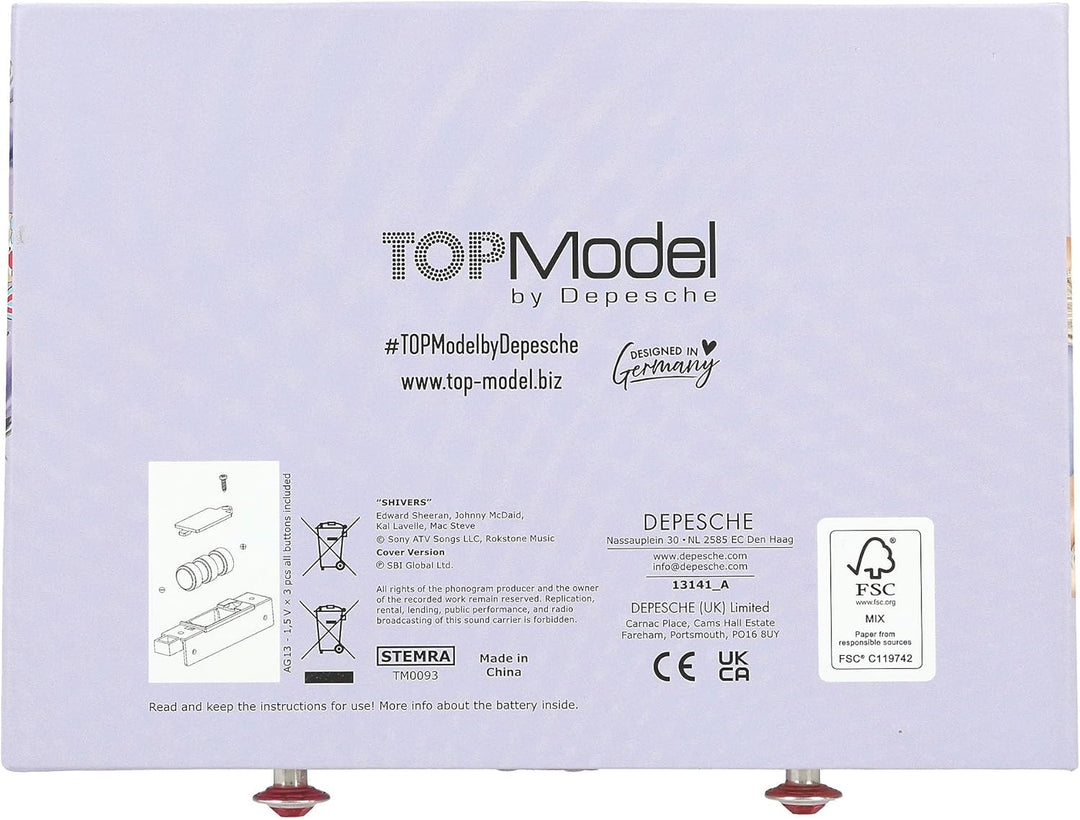 Depesche 13141 TOPModel - Grosses Schmuckkästchen in hellem Lila, mit Model Motiv und bunten Details