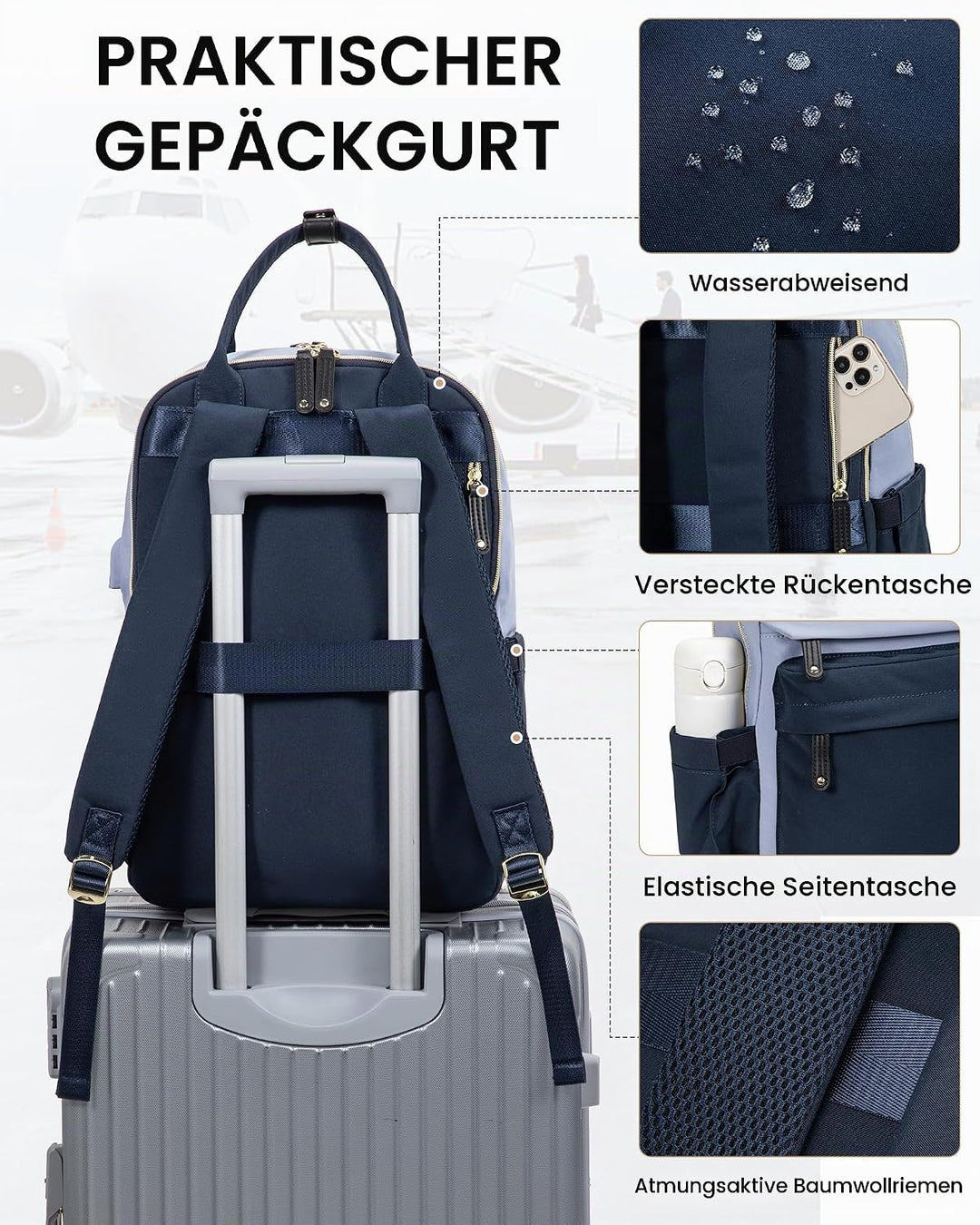 LOVEVOOK Rucksack Damen Herren, Schulrucksack Teenager Mädchen mit 15,6 Zoll Laptop-Fach, Wasserdich