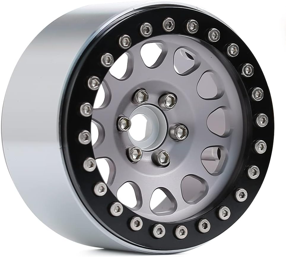 INJORA 4 Stücke 2,2 Beadlock Felgen Metall Räder Felge Set für 1:10 RC Rock Crawler Axial SCX10 RR10