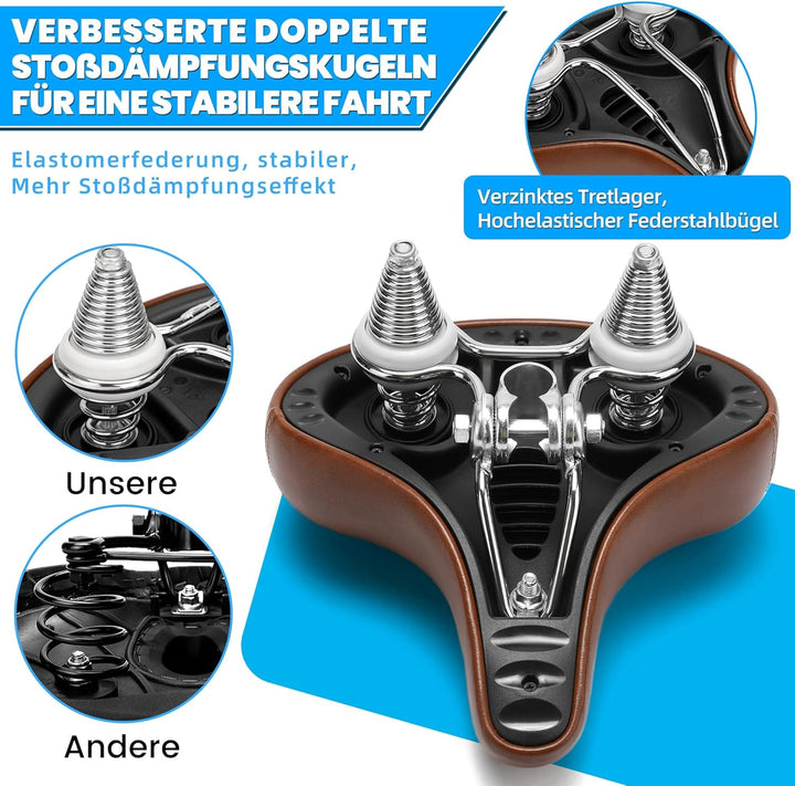 Bequemer Fahrradsattel für Herren & Damen, Breit Weich Fahrrad Sattel, Ergonomisch bequem Polster Fa