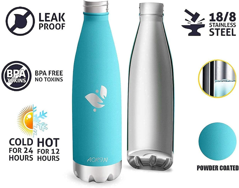 AORIN Vakuum-Isolierte Trinkflasche - 350ml/500ml/750ml - Wasserflasche BPA-Frei,24 H Kühlen & 12 H