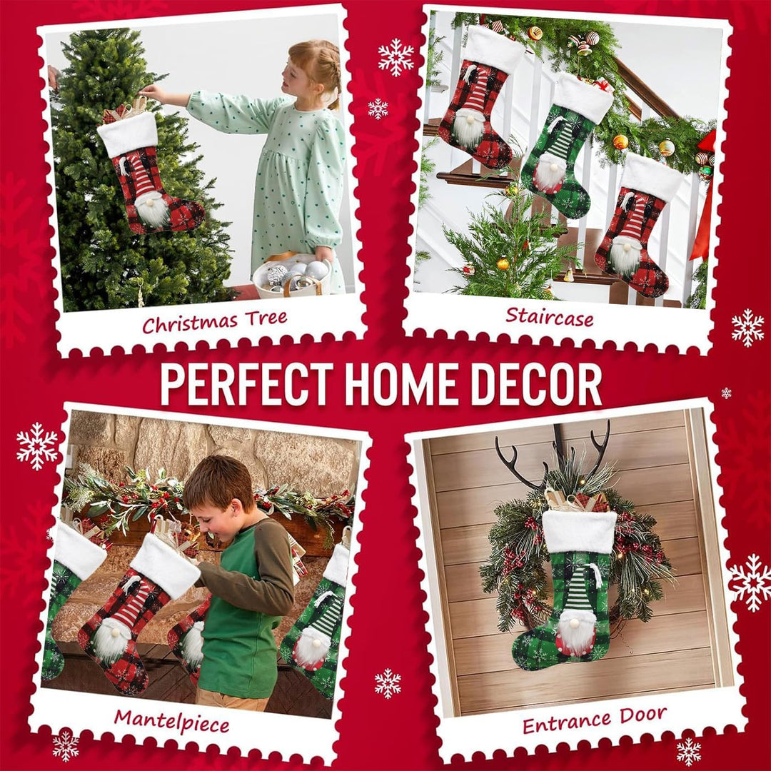 2 Pcs Weihnachtsstrumpf 42cm Grosse Stickerei Nikolausstrumpf Weihnachtsstrümpfe Nikolausstiefel Kam