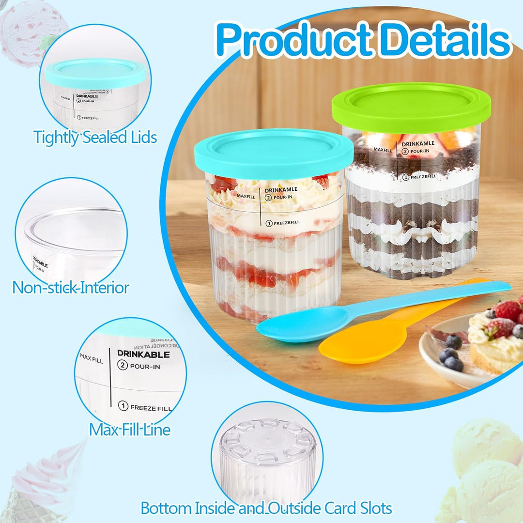 Apritsce Creami Deluxe Behälter für Ninja Eismaschine, 4 Stück Eisbehälter für Speiseeis für Ninja N