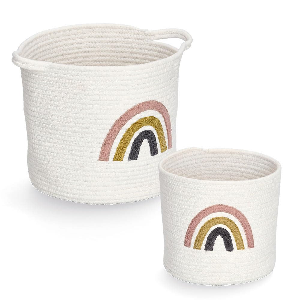 Zeller 14480 Aufbewahrungskorb "Rainbow", Baumwolle/Polyester, ca. Ø 25 x 22 cm