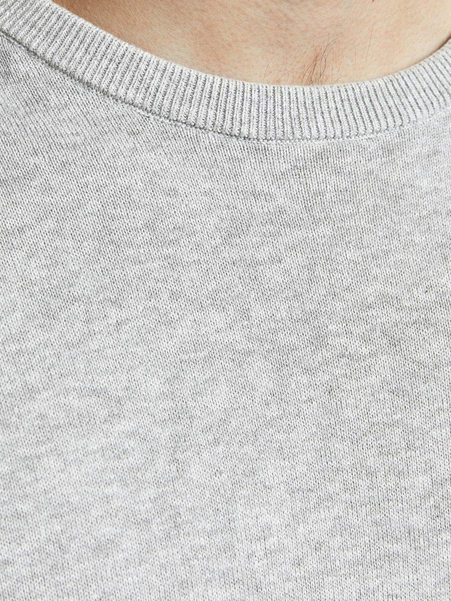 JACK & JONES Male Strickpullover Einfarbig Strickpullover Light Grey Melange L Klassisch, Light Grey