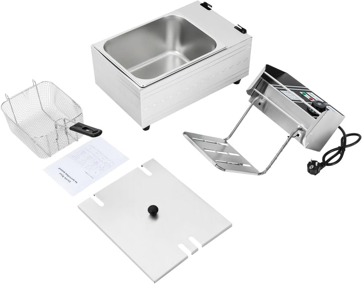 Fritteuse 6L 2500W Elektrische Edelstahl Öl Friteuse Küche Kaltzonen Fritöse mit Temperaturkontrolle