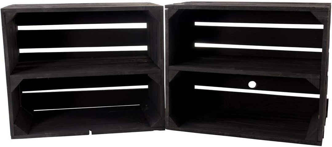 2er Set neue schwarze Obstkiste mit Zwischenboden 50cm x 40cm x 30cm Regal Holzregale Regalsystem We