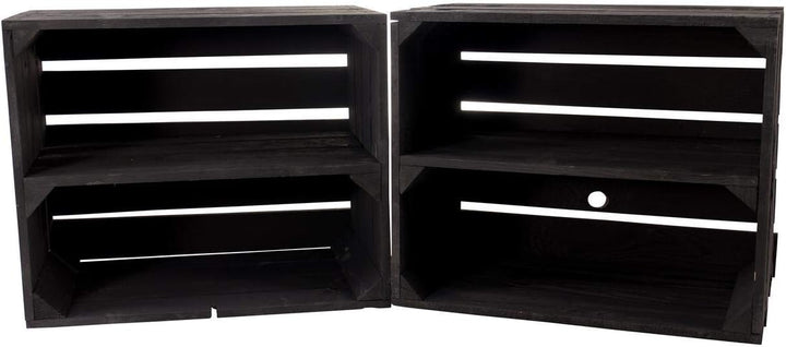 2er Set neue schwarze Obstkiste mit Zwischenboden 50cm x 40cm x 30cm Regal Holzregale Regalsystem We