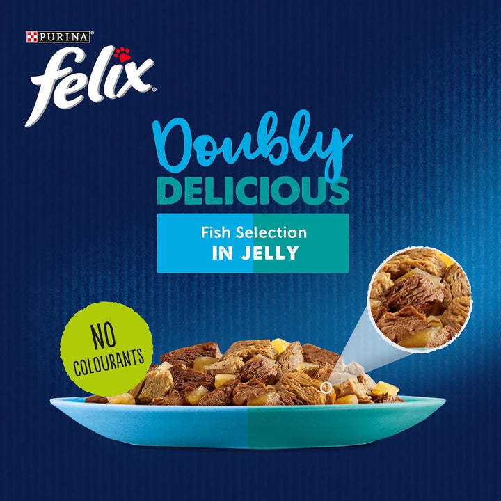 Felix Doubly Delicious Katzennassfutter für Kätzchen, Fisch in Gelee, 4 x 12 x 100 g Beutel Fisch 10