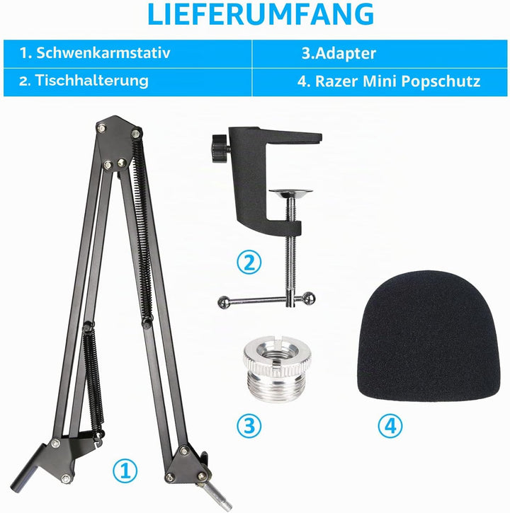 SUNMON Mikrofonarm für Raze r Seiren Mini - Universal Mic Boom Arm mit Mikrofonabdeckung Set mic arm