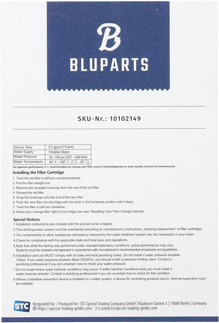 BLUPARTS - KOMPATIBEL 10102149 Wasserfilter passend für BOSCH 11034151 BLUPARTS in Kühlschrank