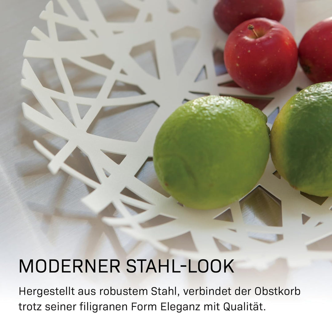 Yamazaki 2497 TOWER Obstschale, weiss, Stahl, Minimalistisches Design, 26 x 26 x 4,5 cm (LxBxH), Wei
