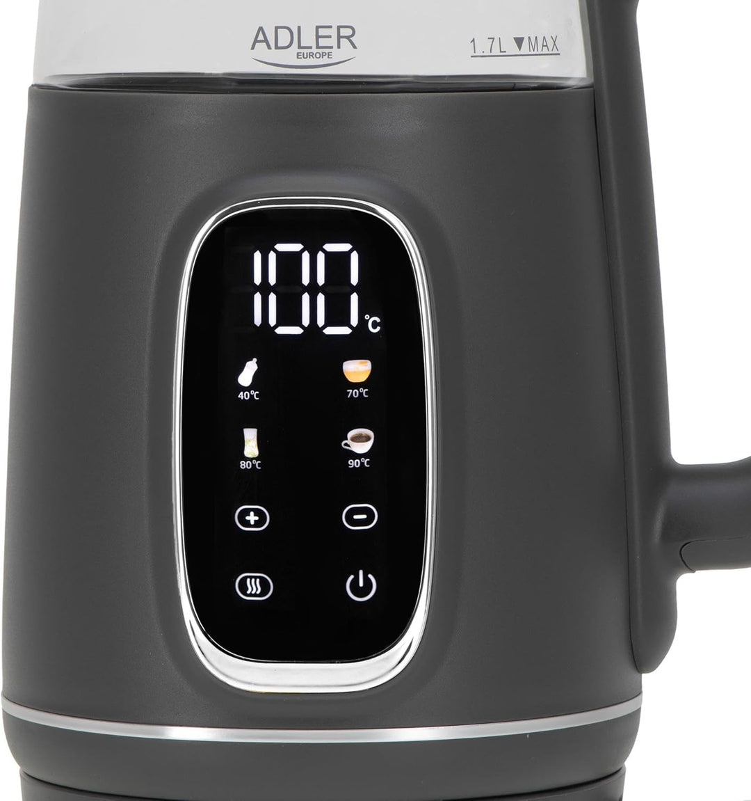 Adler Wasserkocher mit Temperatureinstellung 2200W – Wasser Kocher 1,7L mit LED-Display und Touchpan