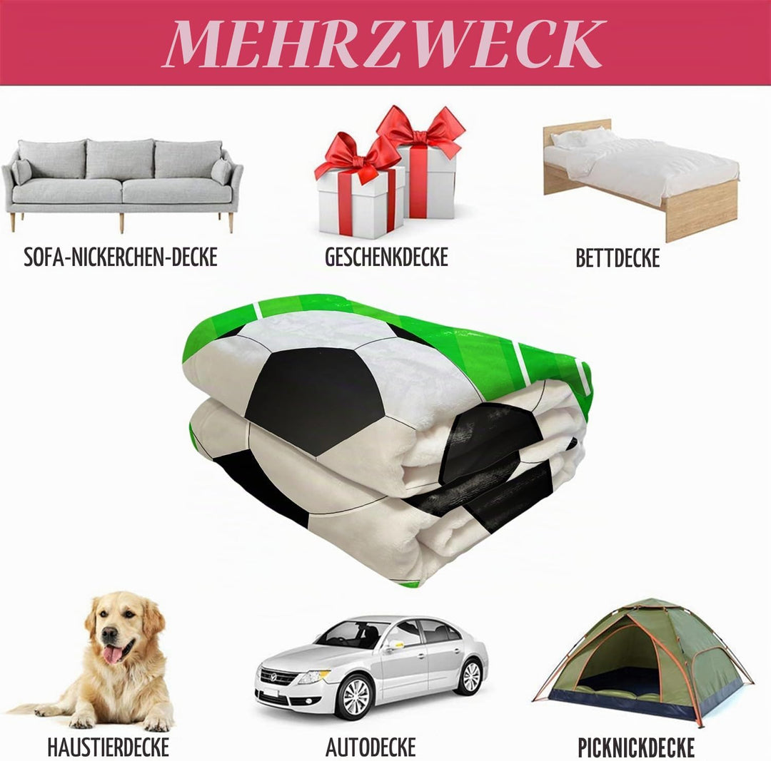 YISUMEI Decke 150x200 cm Kuscheldecken Sanft Flanell Weich Fleecedecke Bettüberwurf Fussball Grün Fu