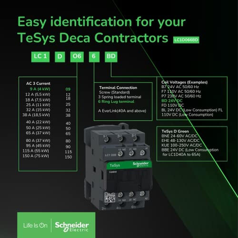 Schneider Electric - Leistungsschütz LC1D 3p, +1S+1Ö, 7.5 kW, 18 A, 400 V AC3, Spule 400 V AC, LC1D1
