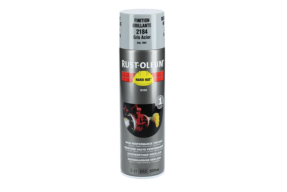 RUST-OLEUM 2184 Hard Hat Decklack Farbspray, stahlgrau-ral 7001 Stahlgrau-ral 7001 0.5 kg, Stahlgrau