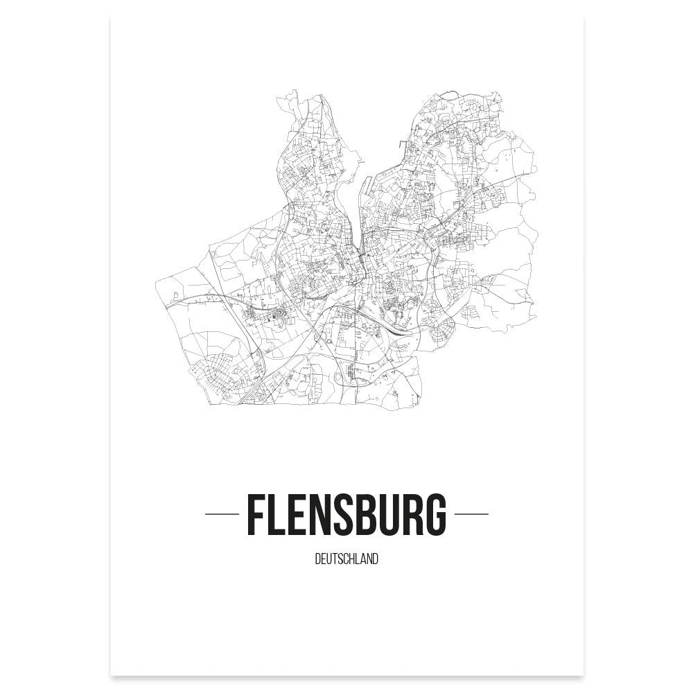 JUNIWORDS Stadtposter, Flensburg, Wähle eine Grösse, 40 x 60 cm, Poster, Schrift B, Weiss 40 x 60 cm