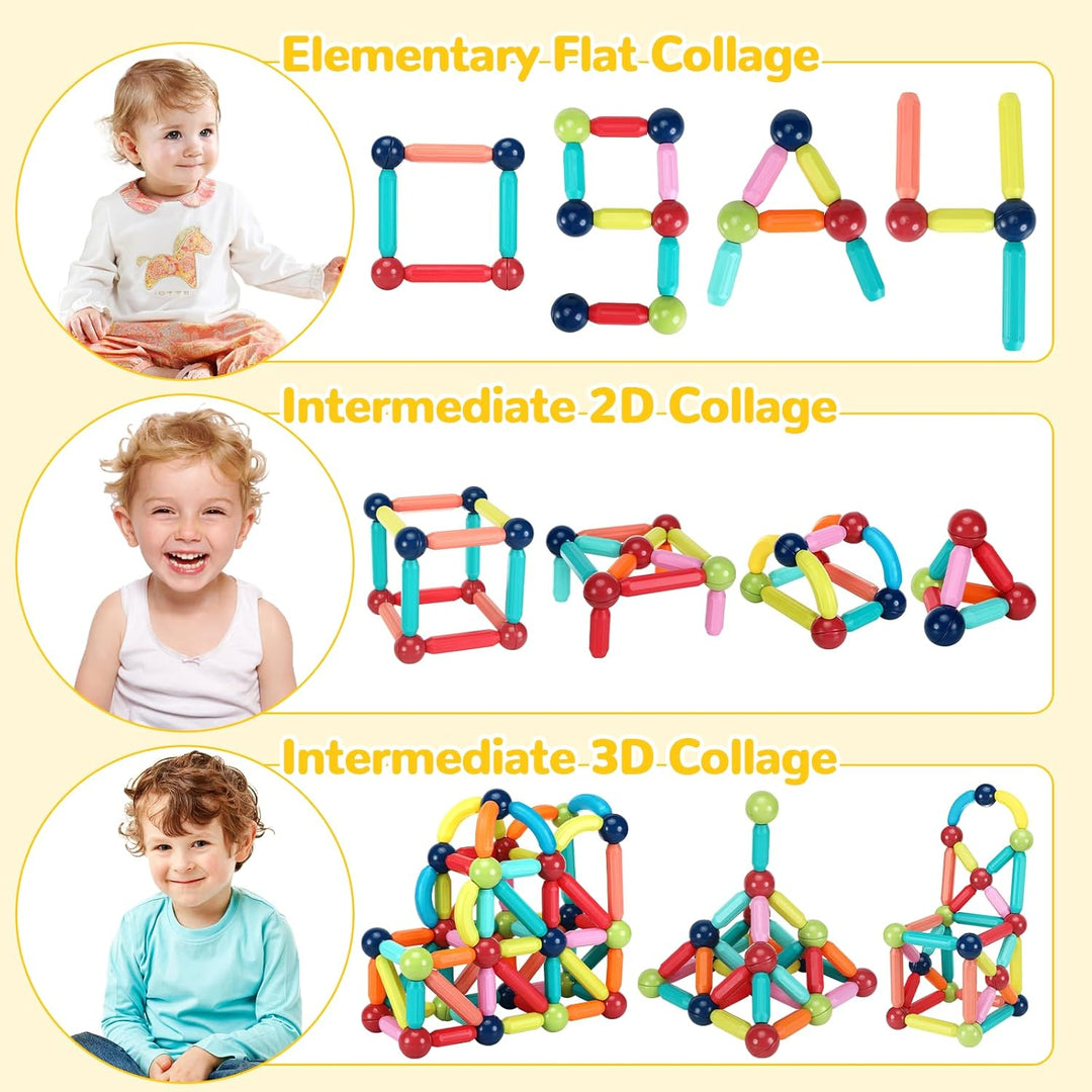 Farerkass Magnetische und Stangen, 88 Teile Magnetische Bausteine, pädagogisches Magnet Spielzeug Ki