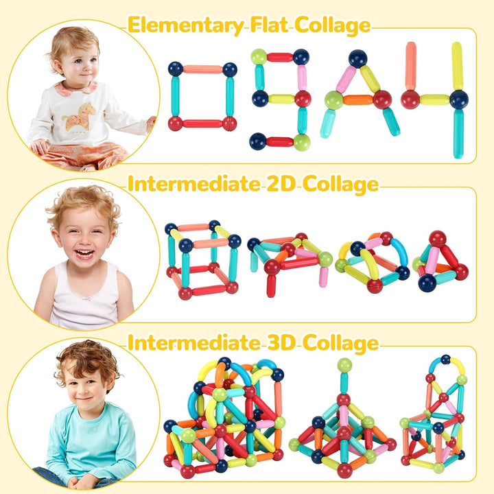Farerkass Magnetische und Stangen, 88 Teile Magnetische Bausteine, pädagogisches Magnet Spielzeug Ki
