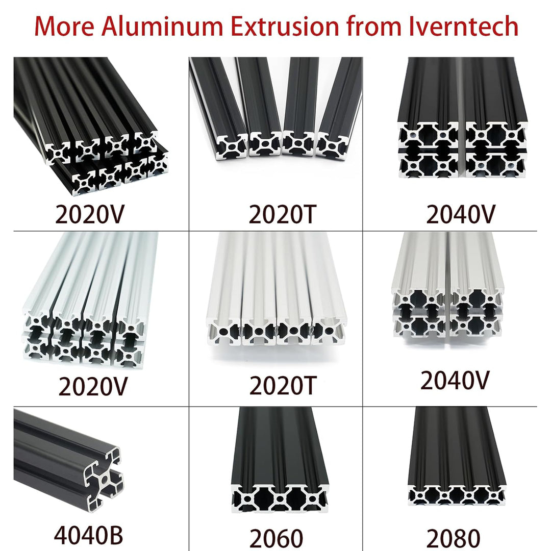Iverntech 4pcs 300mm 2020V Type Black European Standard Anodised Linear Rail Aluminium Profile Extru