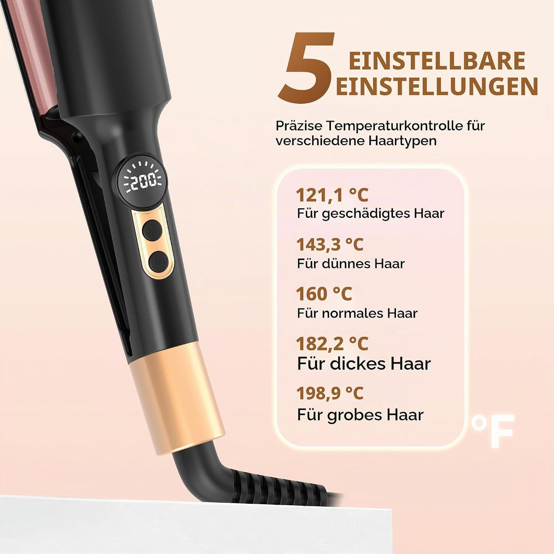UKLISS Welleneisen, Pro Mini Welleneisen für Haare, LCD-Anzeige [120-210℃], Leichter Mermaid Hair Wa