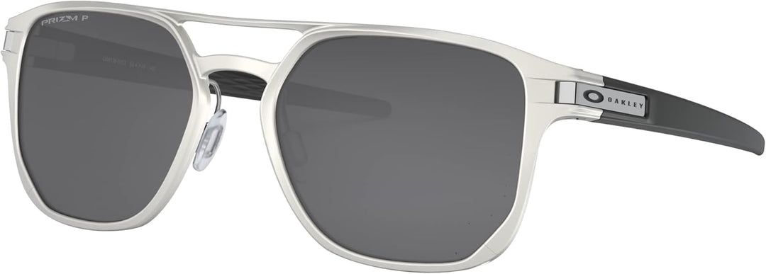 Oakley Herren Latch Alpha OO4128 Sonnenbrille 53 Grau (Matte Silver), 53 Grau (Matte Silver)