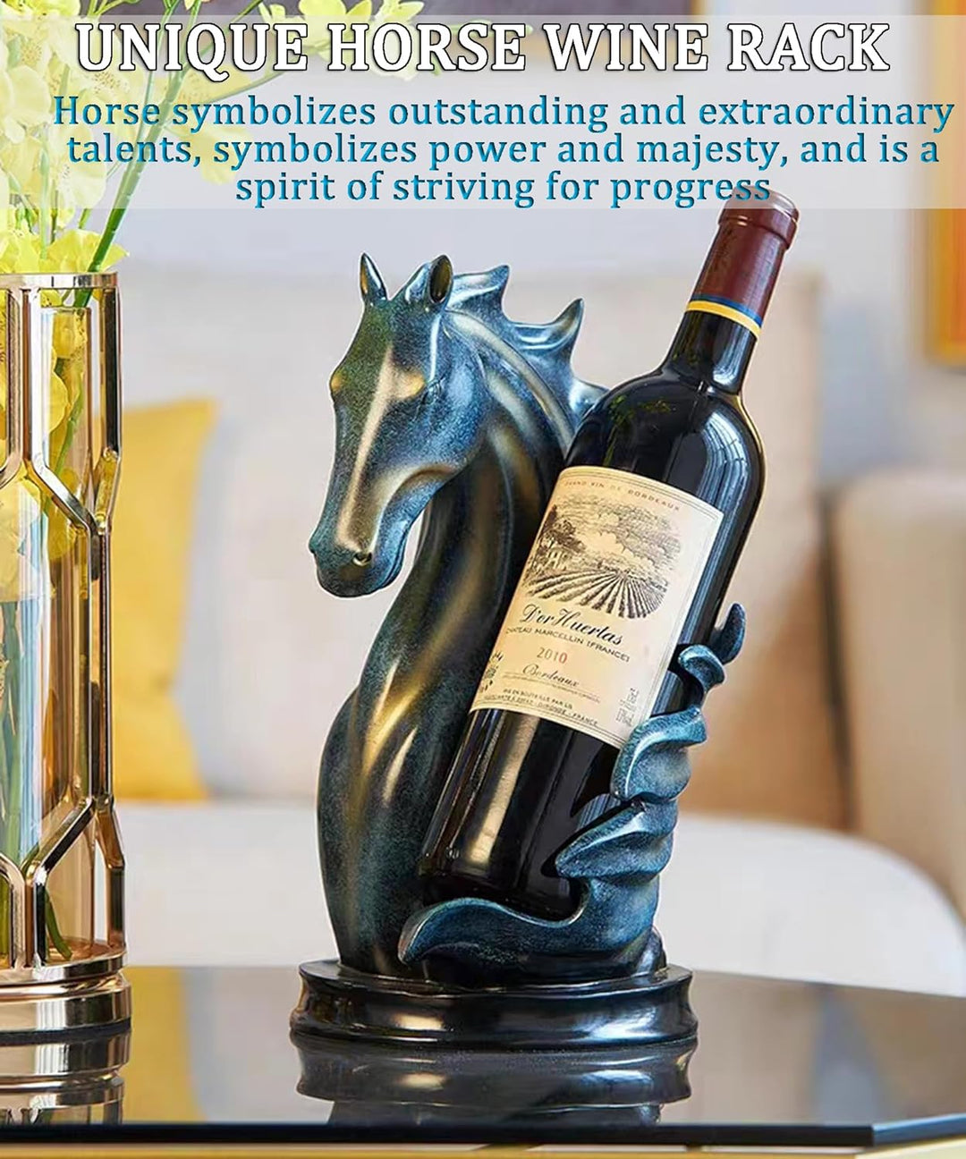 LL-COEUR Pferd Weinflaschenhalter Dekoration Weinregal Kreative Weinständer Handwerk Wein-Rahmen Wei