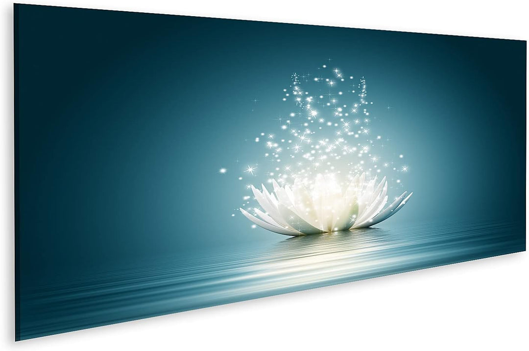 islandburner Bild auf Leinwand Lotus Blume Bilder Wandbilder Poster Leinwand 120x40cm - Panorama, Le