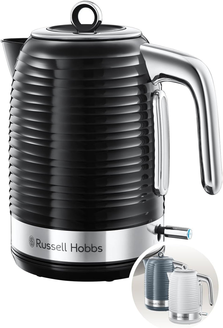 Russell Hobbs Wasserkocher [1,7l, 2400W] Inspire Schwarz mit hochwertiger Hochglanz-Struktur (Schnel