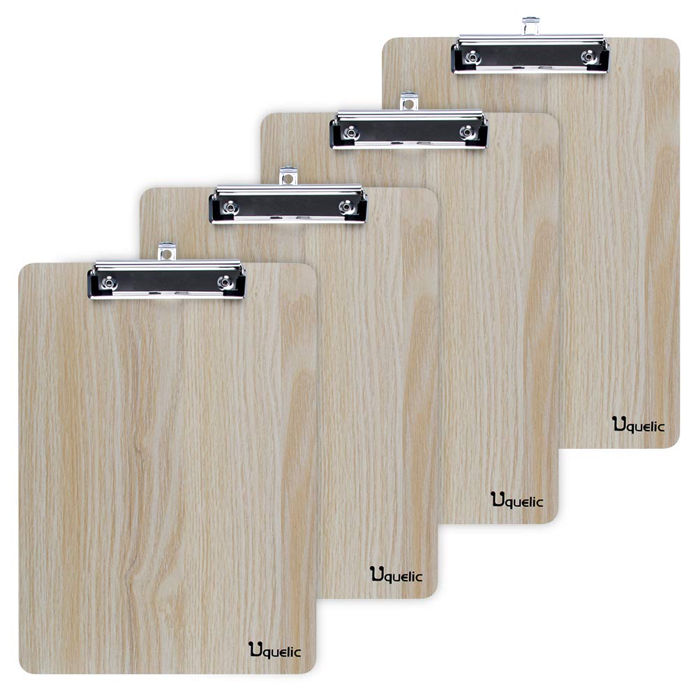 Uquelic Klemmbrett/Schreibbrett/Clipboard A4-4Pcs Klemmbretter A4 Eleganz Luxus Holzmaserung Abgerun
