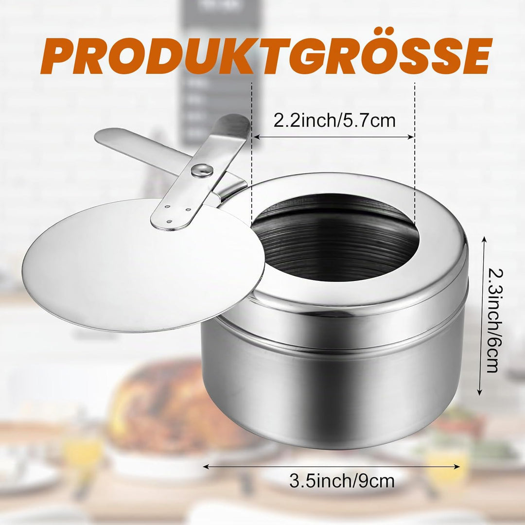 TOOSOAR 8 Stück Brennpastenbehälter, Rostfreier Stahl Brennbehälter Brennpaste, Gerader TypWarmhalte