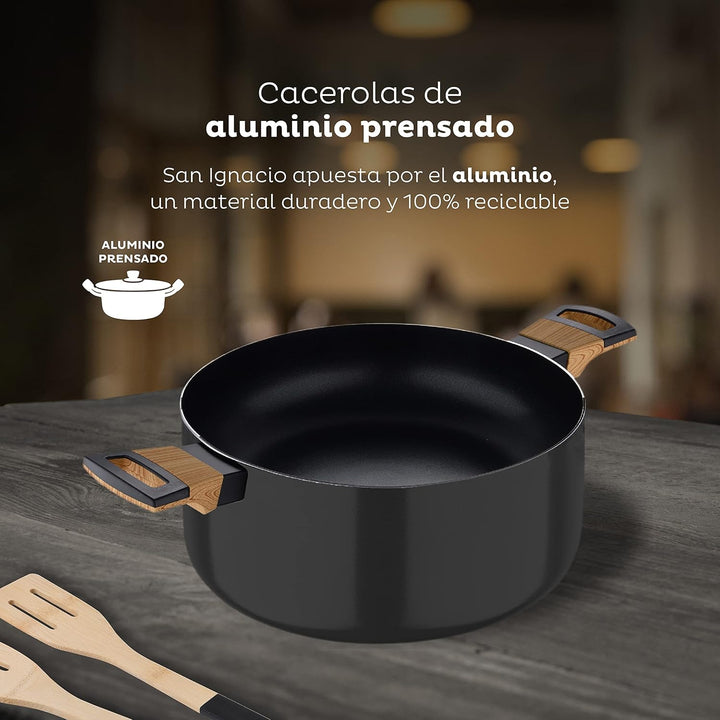 SAN IGNACIO Earth | Juego de Cocina | Kochgeschirrset de 9 Piezas con 3 Cacerolas y 3 Utensilios | F