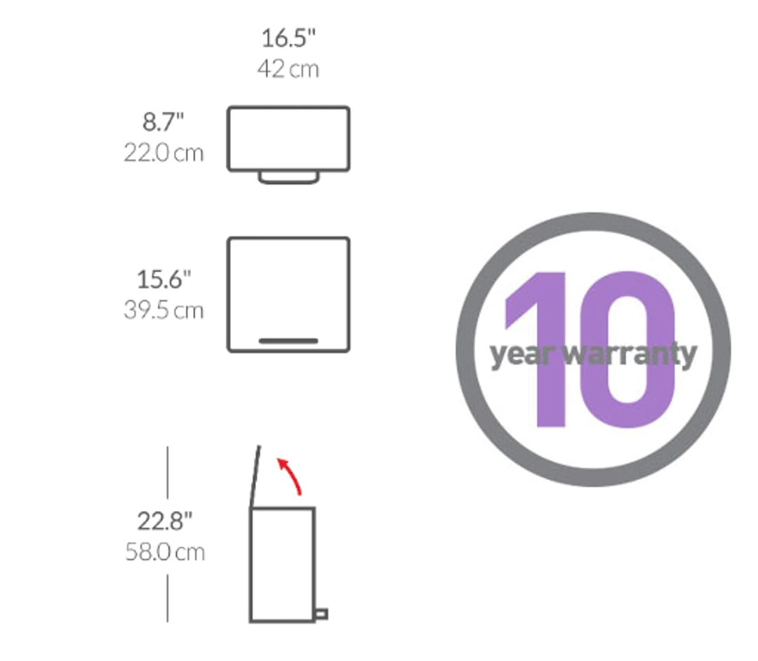 simplehuman 15L Mini Recycler Step Can, Doppelfach-Mülleimer für Hotel, Büros und kleine Räume, gebü