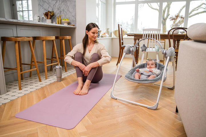 MoMi Babywippe LISS für Babys bis 9 kg, faltbar, Batterie- oder Netzbetrieb, Netzteil mit USB-Kabel,