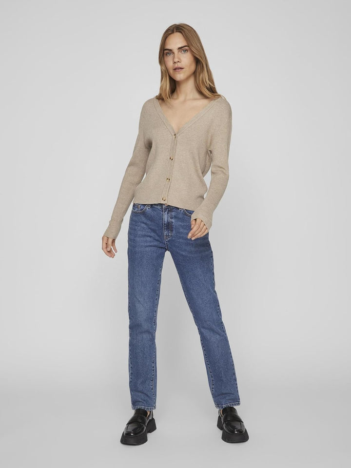 Vila Damen Vicomfy L/S Knit Cardigan-Noos Strickjacke, Natural Melange