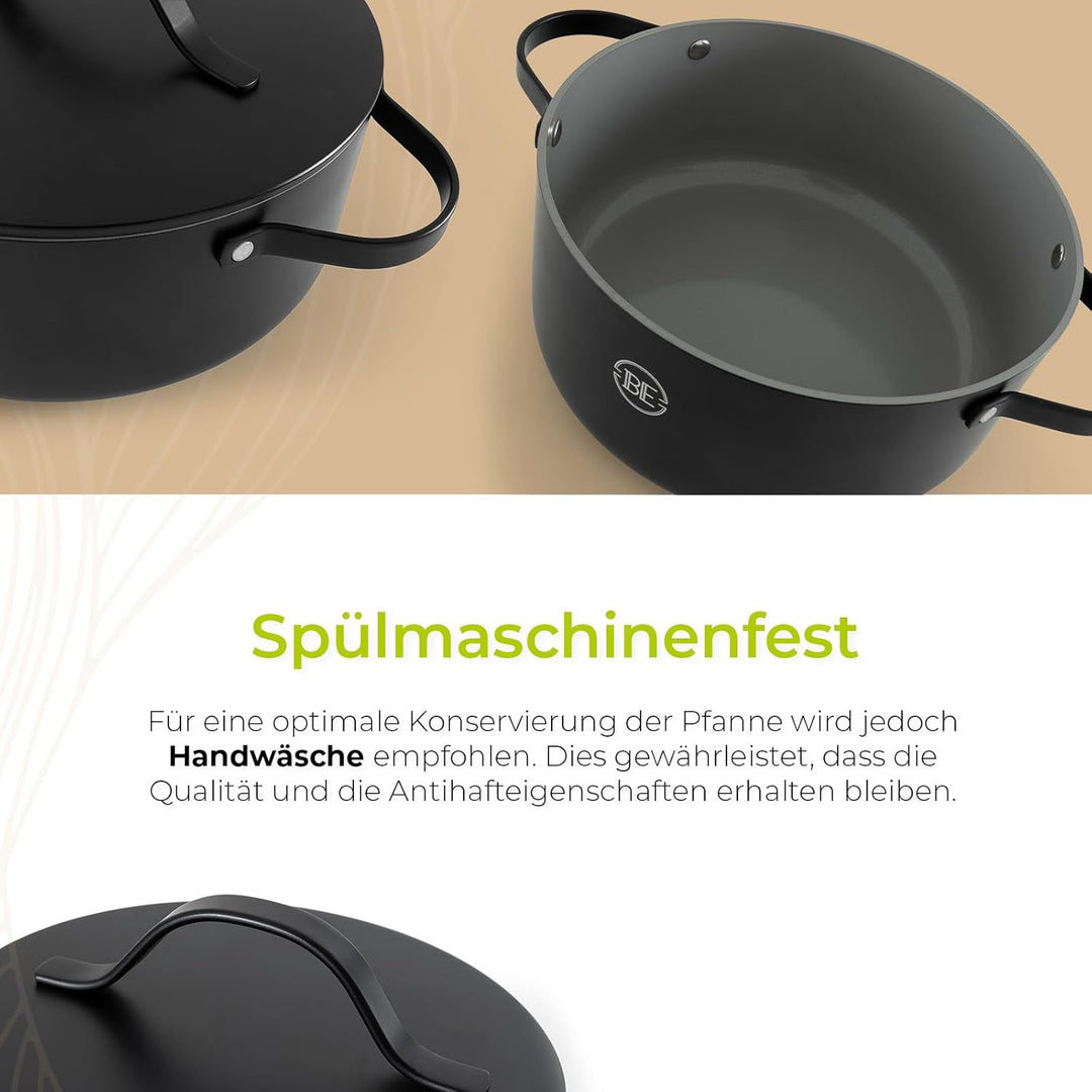 Be Living Essential Kochtopf mit Deckel Ø 28 cm (7 L) Induktion Schmortopf, Non Stick Keramik Antiha