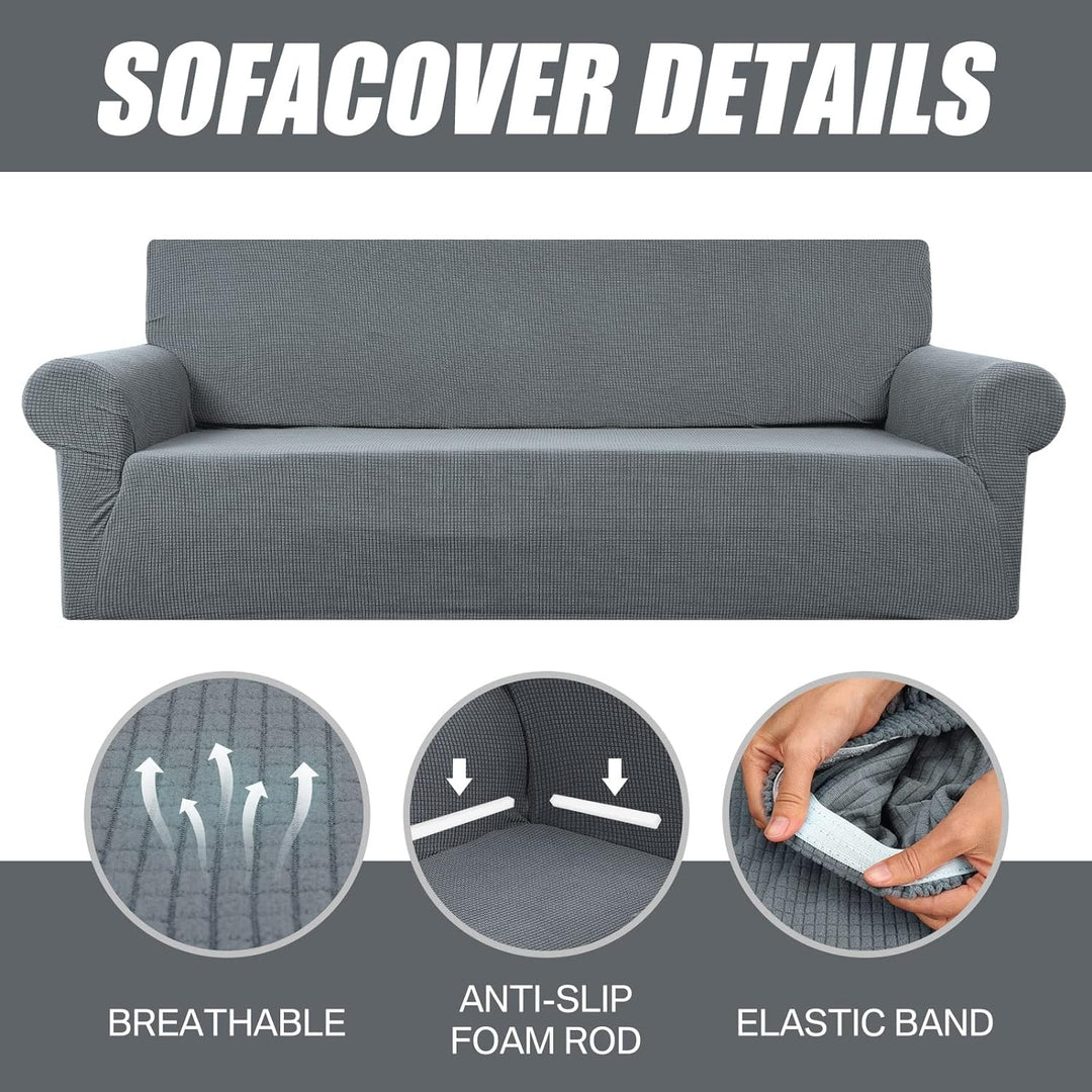 HEYOMART Stretch Sofabezug 1 Stück Sofahusse Spandex Jacquard Elastische Couchbezug mit Anti-Rutsch-