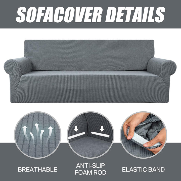 HEYOMART Stretch Sofabezug 1 Stück Sofahusse Spandex Jacquard Elastische Couchbezug mit Anti-Rutsch-