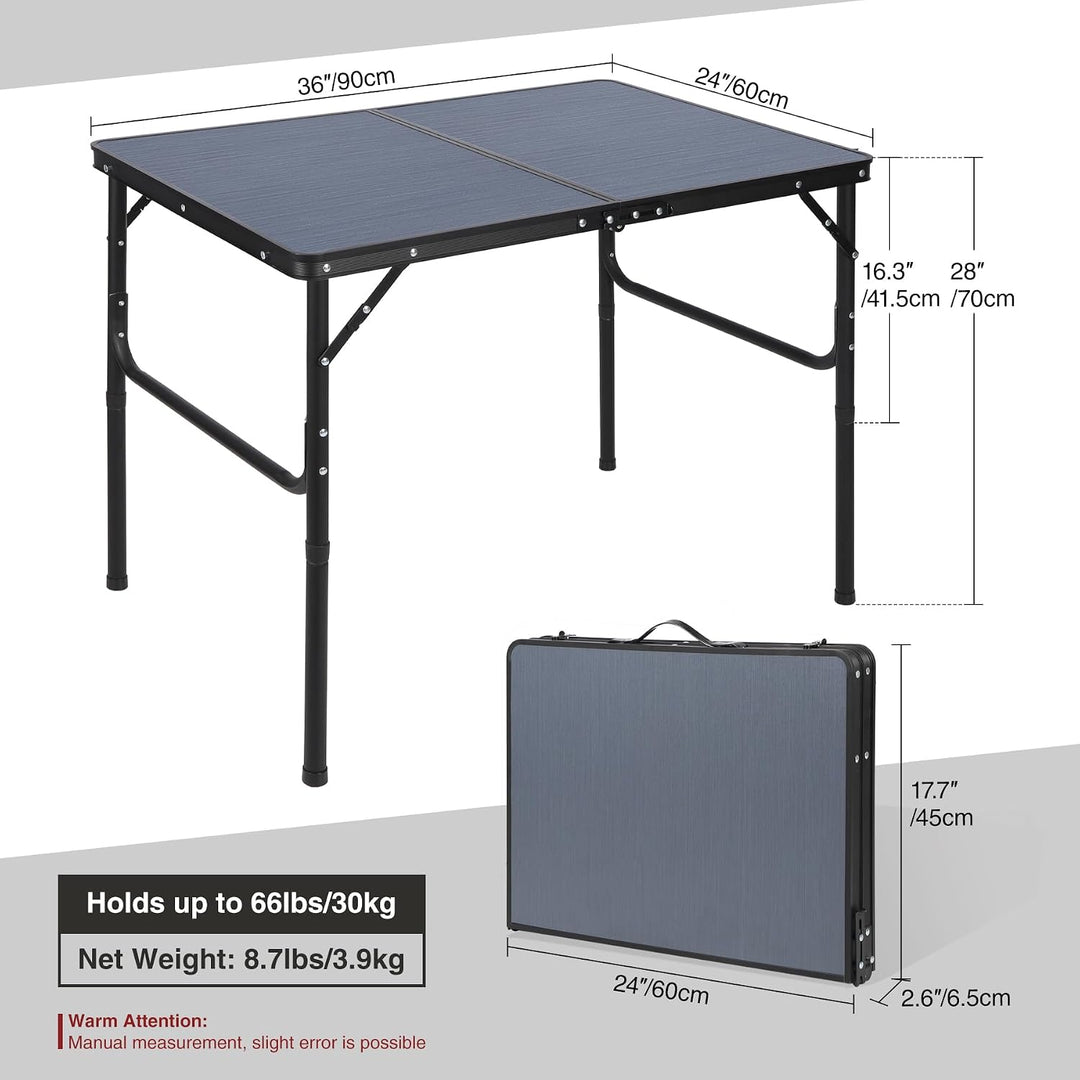 REDCAMP Faltbarer Campingtisch mit Einstellbarer Höhe, Leichter Tragbarer Klapptisch Campingtisch 90