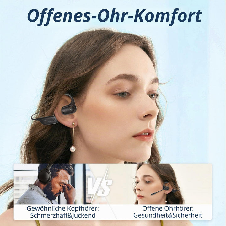 BANIGIPA Bluetooth 5.4 Headset mit Mikrofon, offene Kopfhörer mit Mikrofon, drahtloses Headset mit R
