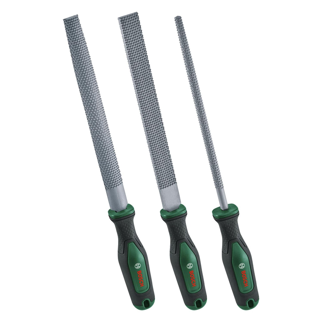 Bosch Raspel Set 3-teilig (Robustes Holzraspel Set inkl. Flach-, Halbrund- und Rundraspel; Harter Ko