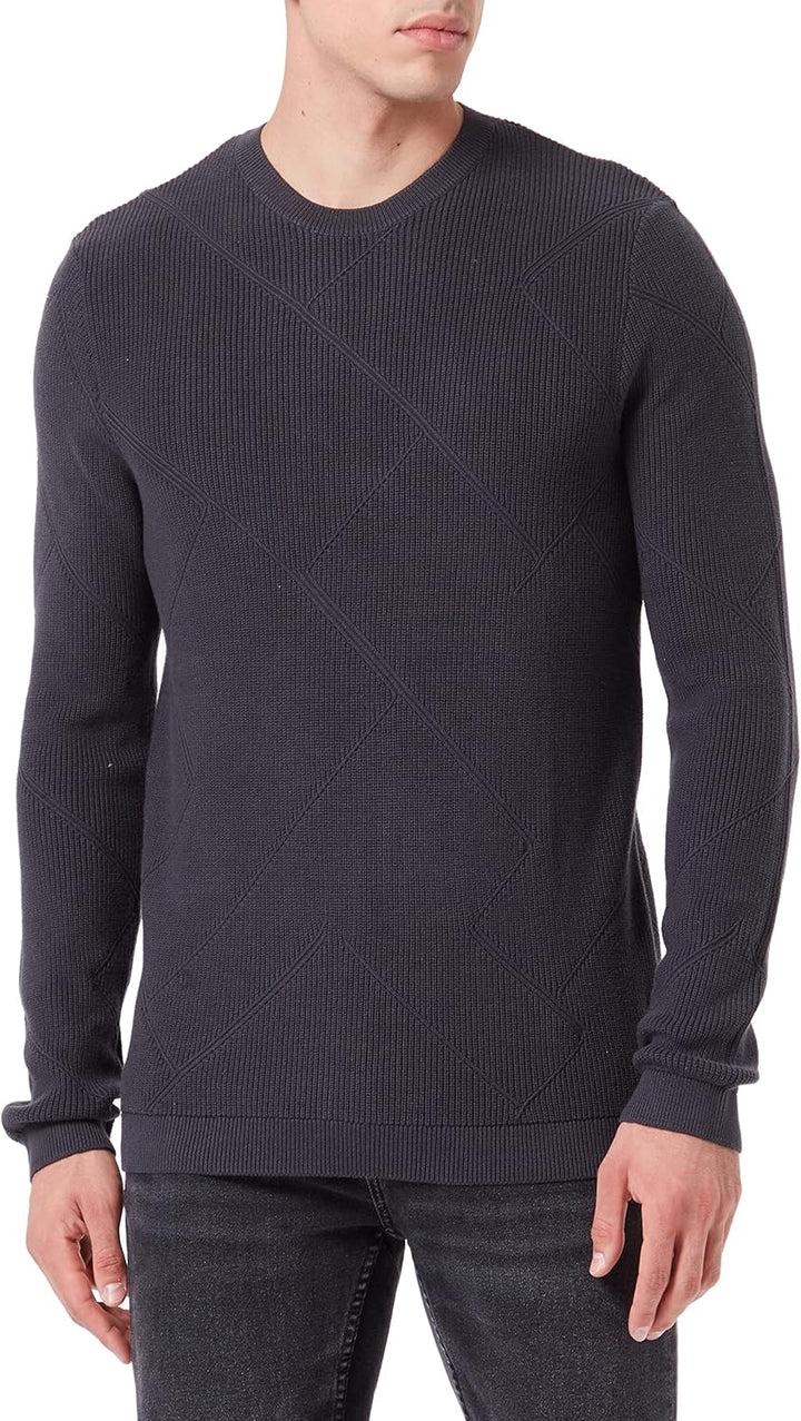 TOM TAILOR Denim Herren Strickpullover mit Struktur L 29476 - Coal Grey, L 29476 - Coal Grey