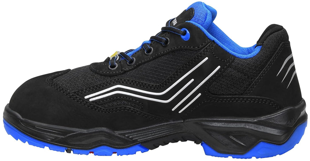 ELTEN Sicherheitsschuhe AMBITION blue Low ESD S1, Herren, sportlich, leicht, schwarz/blau, Stahlkapp