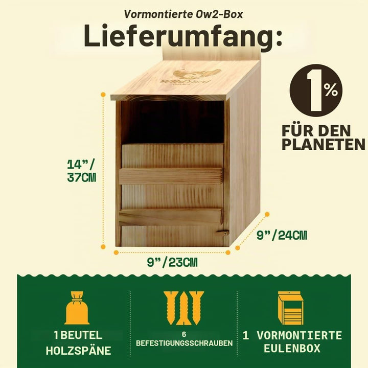 WildYard Turmfalke Nistkasten aus Zedernholz - Rustikal - Vormontierter grosser Eulenkasten mit Rein